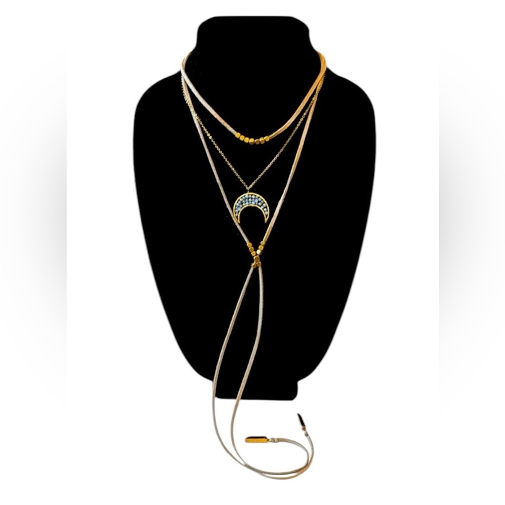 Suede- moon- zodiac- witch- adjustable drop pendant necklace